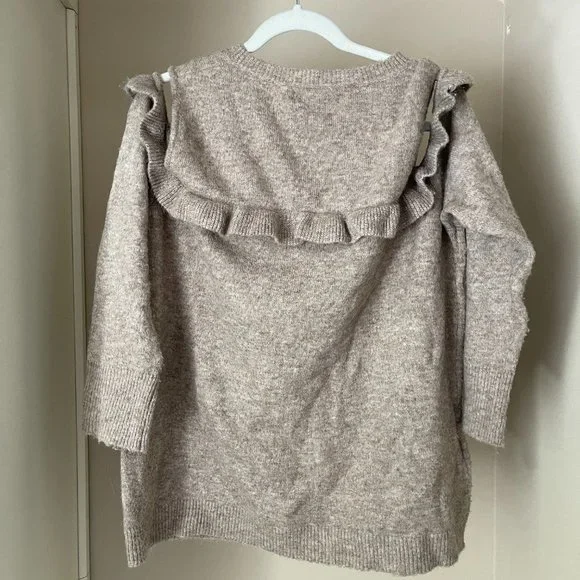 LOFT | Neutral Cold-Shoulder Ruffle Sweater - Picture 3 of 5